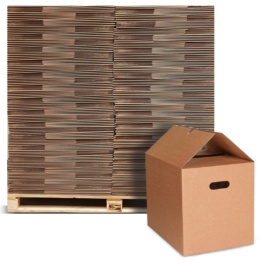 Amerikaanse vouwdoos 380 x 265 x 270 mm - B-golf bruin - met handvat