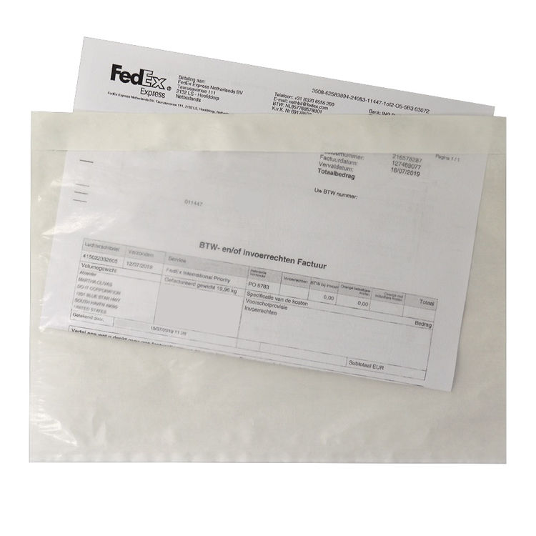 Paklijst enveloppen A6 - 162 x 120 mm. - Blanco onbedrukt