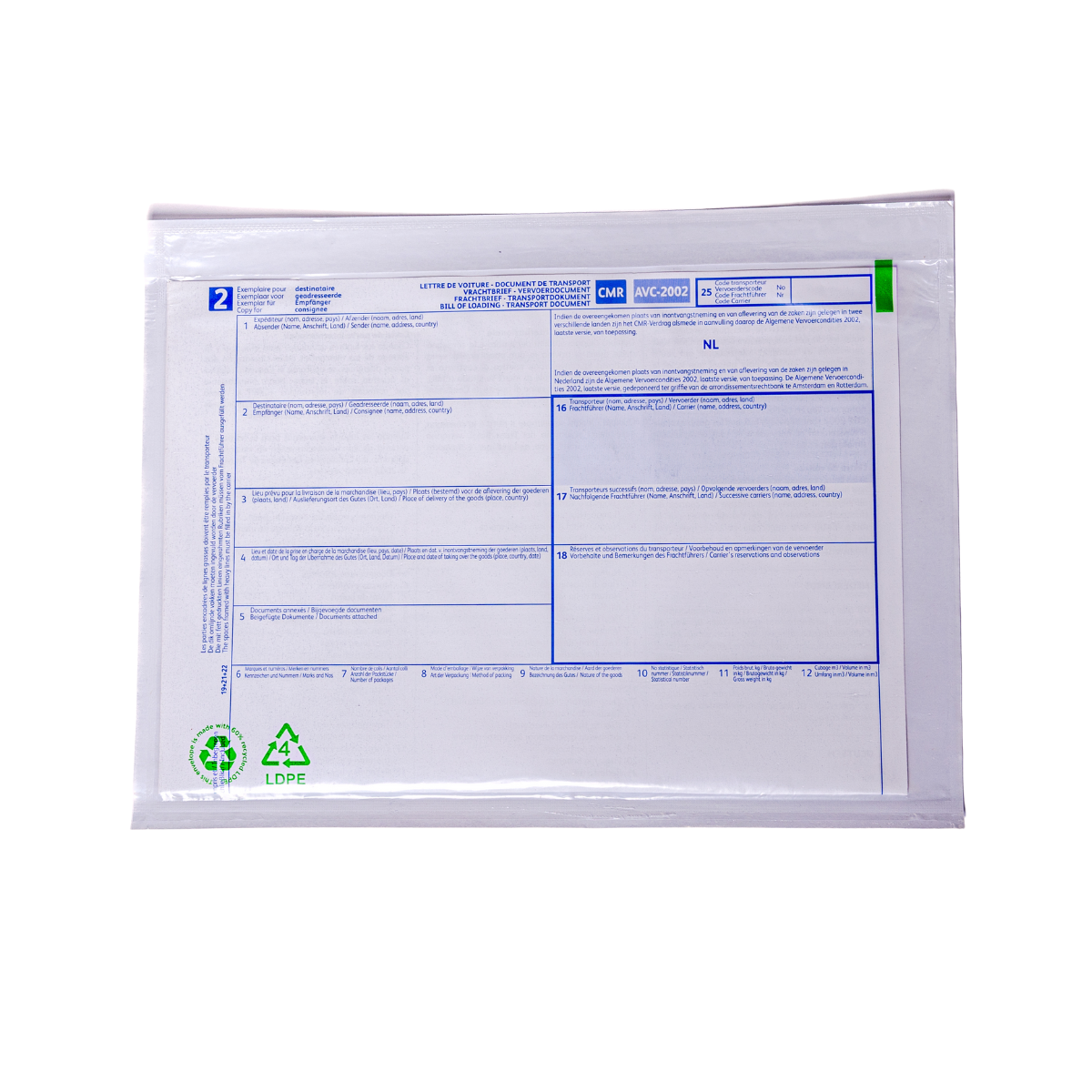 Paklijst enveloppen C5 60% recycled PE Transparant