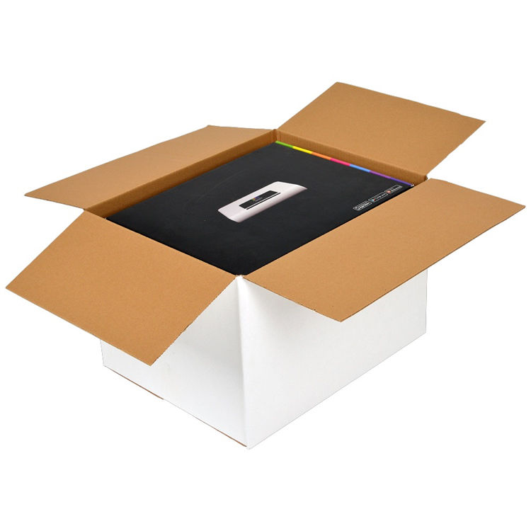 Amerikaanse vouwdozen - 220 x 160 x 130 mm. binnenmaat - enkelgolf - wit/bruin